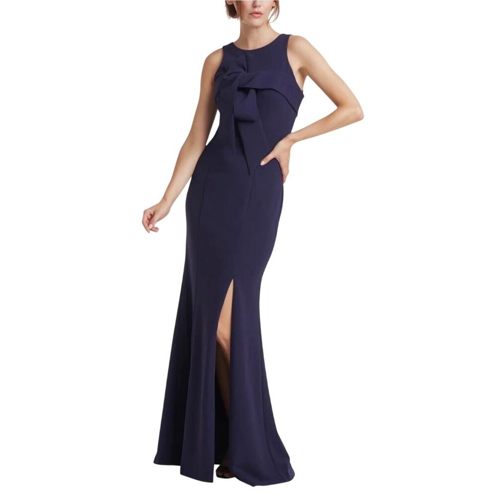 JS Collections Blue Evening Gown Sleeveless Thigh Slit Long Mermaid Dress Size 4
